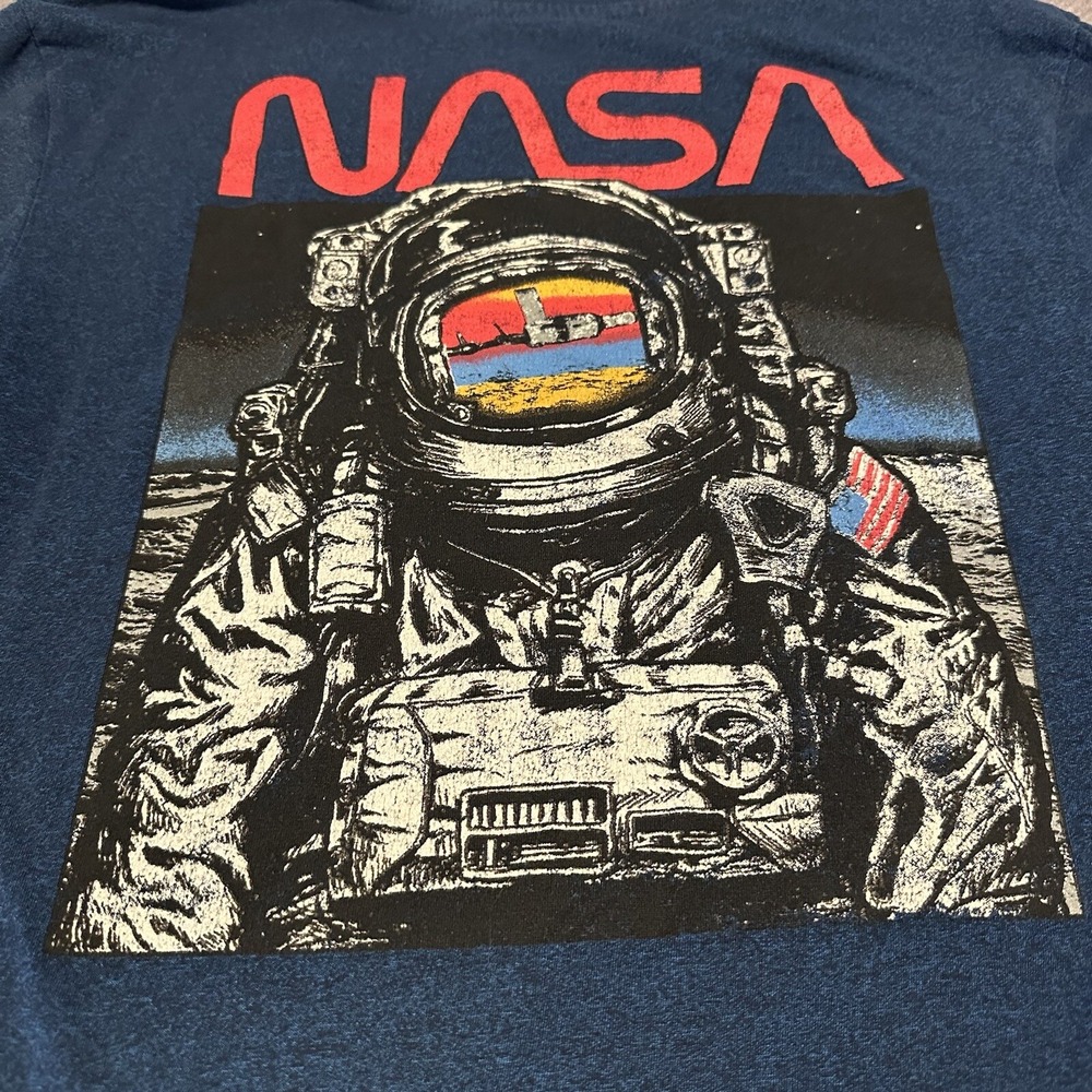 NASA Shirt‎ Mens Small S Blue Red Fifth Sun Astronaut Space Shuttle Long Sleeve